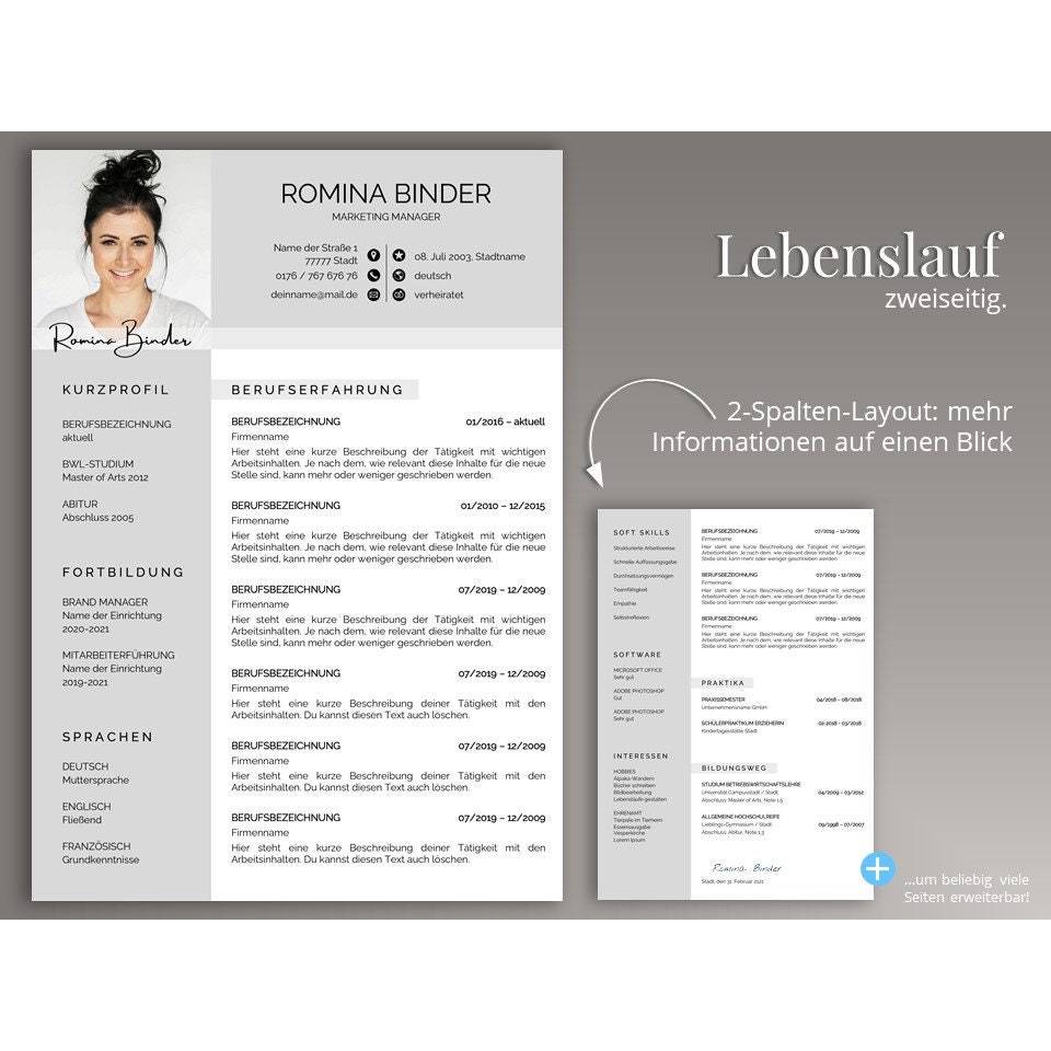 Lebenslauf Vorlage, Professionelle Bewerbungsvorlage Word & Pages Bild 6