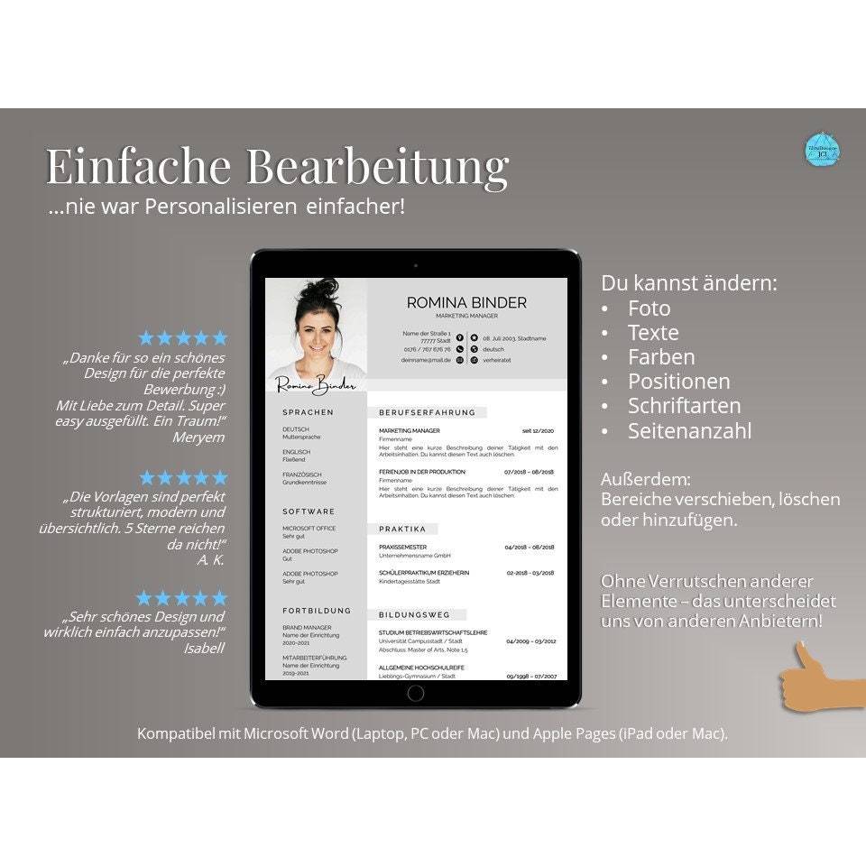 Lebenslauf Vorlage, Professionelle Bewerbungsvorlage Word & Pages Bild 7