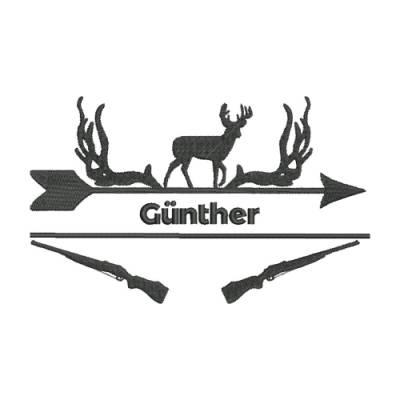 Stickdatei Jagd Name 13x18, 15x15 16x26  cm Rahmen,