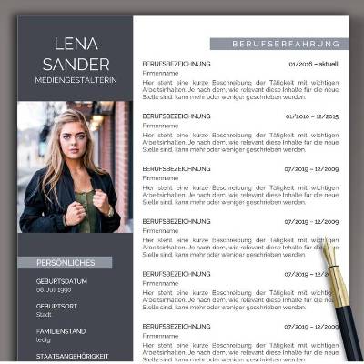 Professionelle Bewerbungsvorlage deutsch | Word & Pages | Vorlage Lebenslauf, Anschreiben, Deckblatt | Moderne Bewerbung