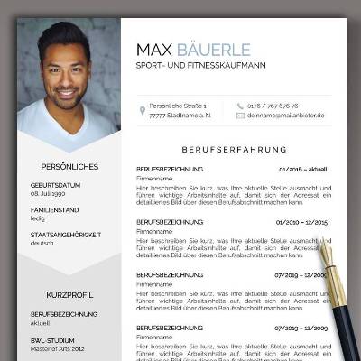 Professionelle Bewerbungsvorlage deutsch Lebenslauf Vorlage modern 2022 Word & Pages