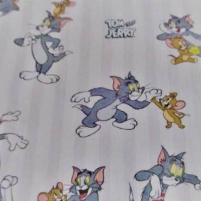 Baumwolle Popeline Digitaldruck  Tom und Jerry  - weiß (1m/10,-€ )