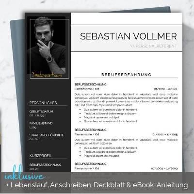 Bewerbungsvorlage deutsch | CV-Vorlage | Lebenslauf Vorlage Word + Pages inkl. Anschreiben + Deckblatt