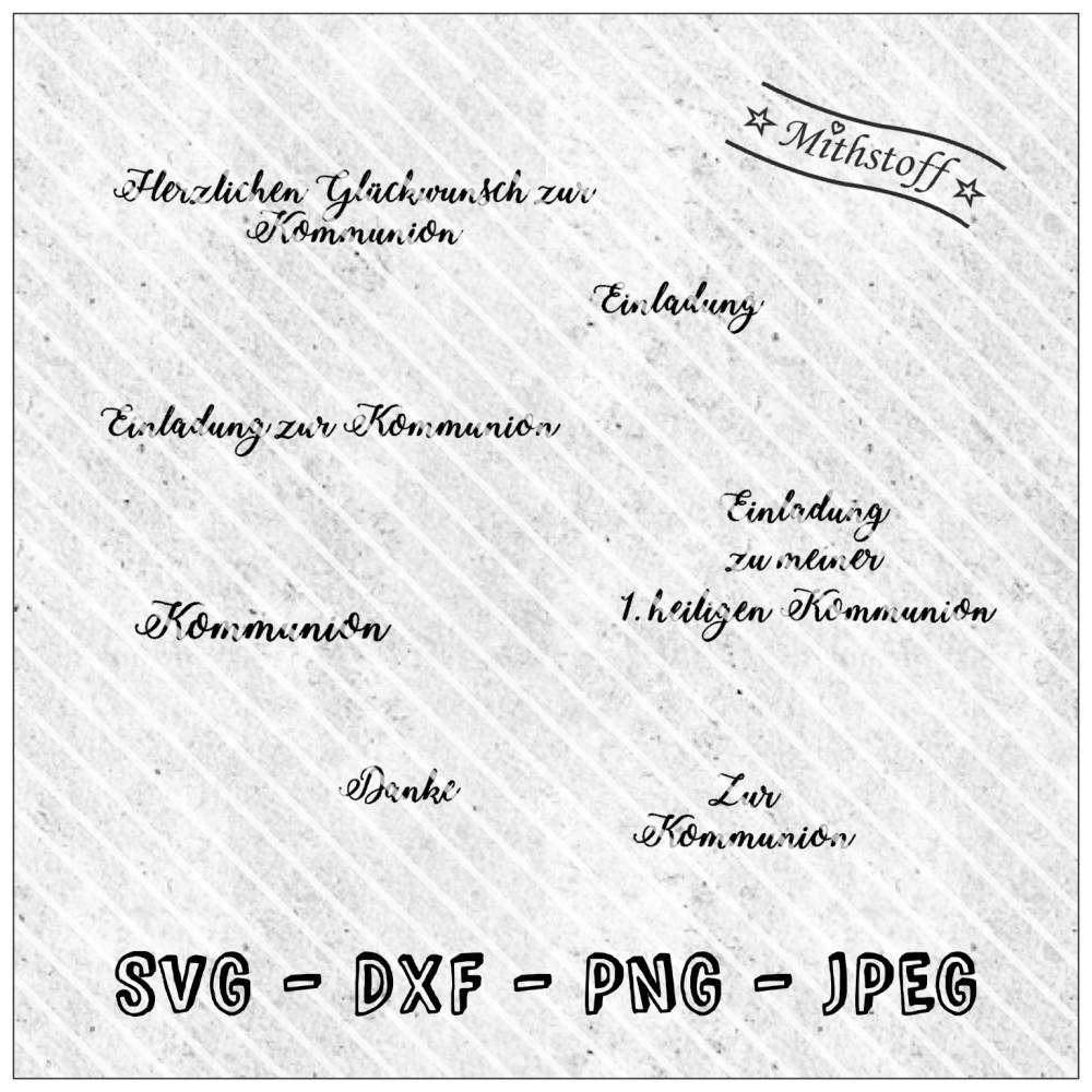 Plotterdatei - Kommunion - Taube - betende Hände - Kreuz - Fisch - SVG - DXF - Einladung - Dankeskarte - Mithstoff Bild 2