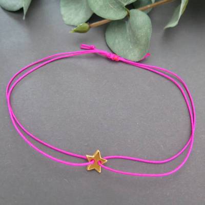 Armband kleiner Stern goldfarben Freundschaftsarmband Farbwahl 25 Farben Makramee