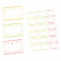 72 Blanko Etiketten Vichy Karo - pastell gelb grün rosa - 64 x 45 mm - Universaletiketten Haushaltsetiketten