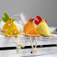 Hühner, Osterdeko, 3er-Set in gelb