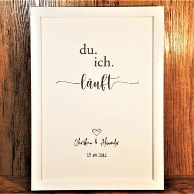 Poster du ich läuft personalisiert - Geschenk für Liebespaare - Liebesposter Valentinstag - Hochzeitsgeschenk Paar - Ehe