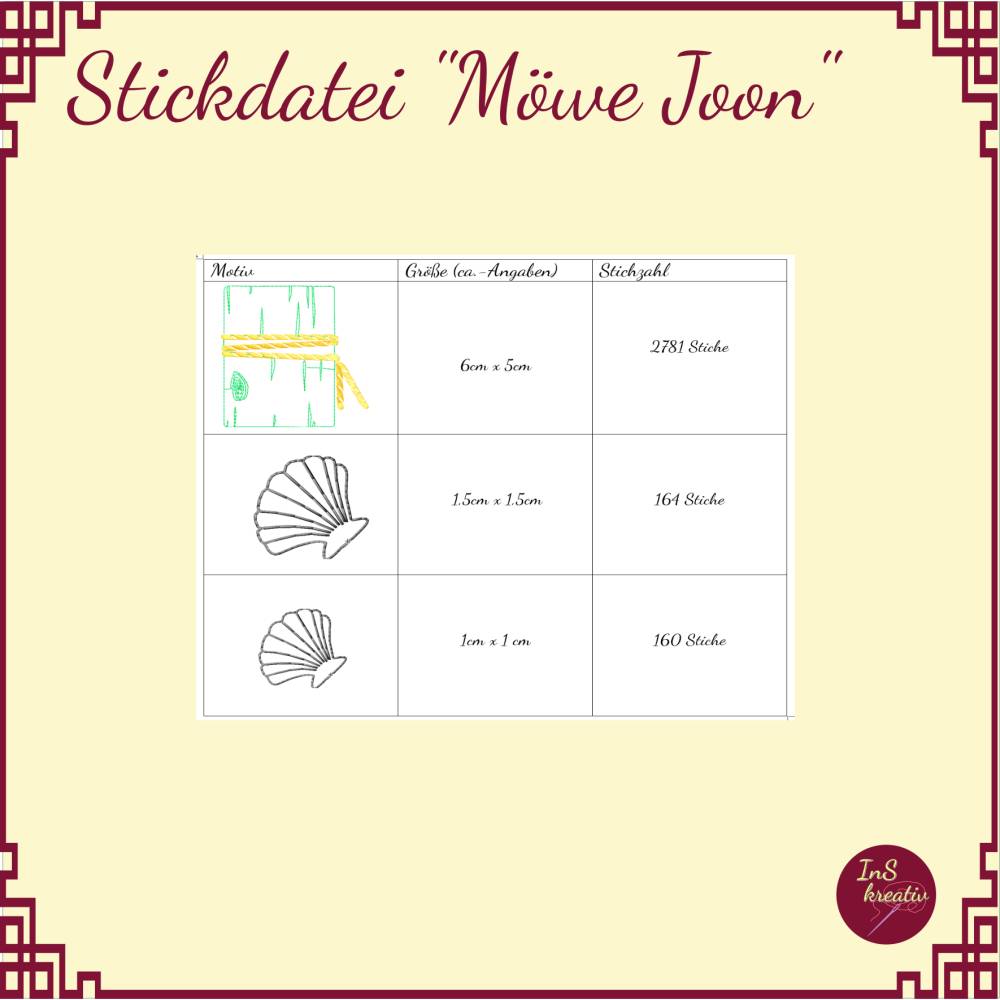 Stickdateien-Set  "Möwe Joon"- 13 Einzeldateien Bild 5