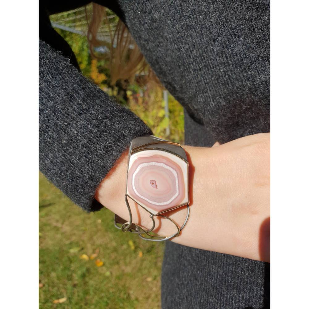 Armspange Silber 925 mit Achat aus Idar-Oberstein – Unikat Bild 3