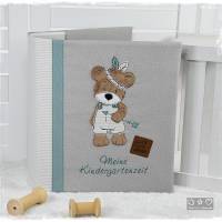Kindergartenordner,Portfolio,Ordnerhülle mit Boho-Bär, personalisierbar