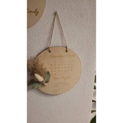 Geburtsschild, Türschild, Kinderzimmerschild, Namensschild aus Holz mit den Geburtsdaten des Kindes, Liebe, Baby, Geburt