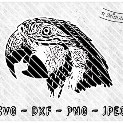Plotterdatei - wildnis - Papagei - SVG - DXF - Datei - Tierkopf - Mithstoff