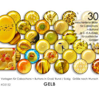 GELB 30 Cabochonvorlagen Cabochon Vorlagen digital Download Buttonvorlagen Bilder für Schmuck Cabochon
