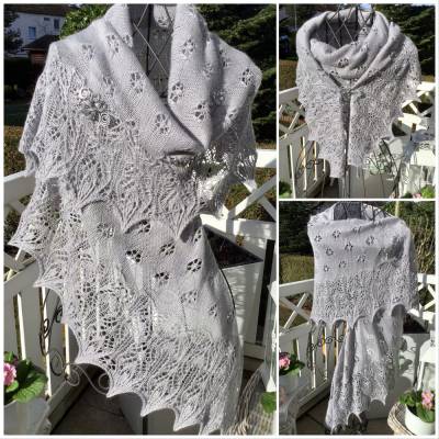 Lacetuch *ANETTE* gestricktes Schultertuch in hellgrau