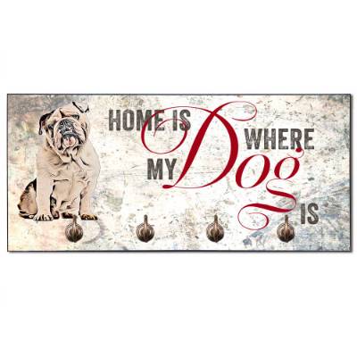 Hundegarderobe HOME IS WHERE MY DOG IS mit Englischer Bulldogge