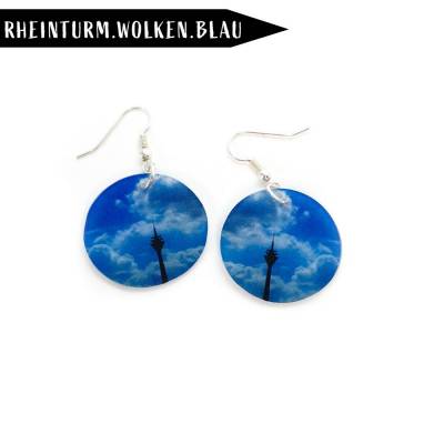 Rheinturm.Wolken.blau Ohrhänger