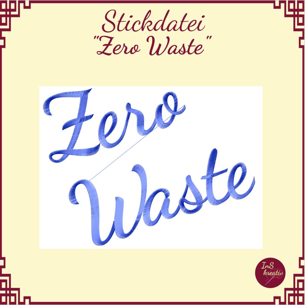 Stickdateien-Set "ZERO WASTE" - 3 Motiv-Stickdateien und 5 Schriftzug-Stickdateien Bild 6
