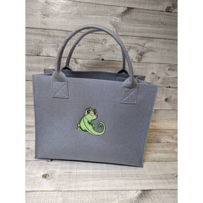 Filzshopper mit gesticktem Chamäleon