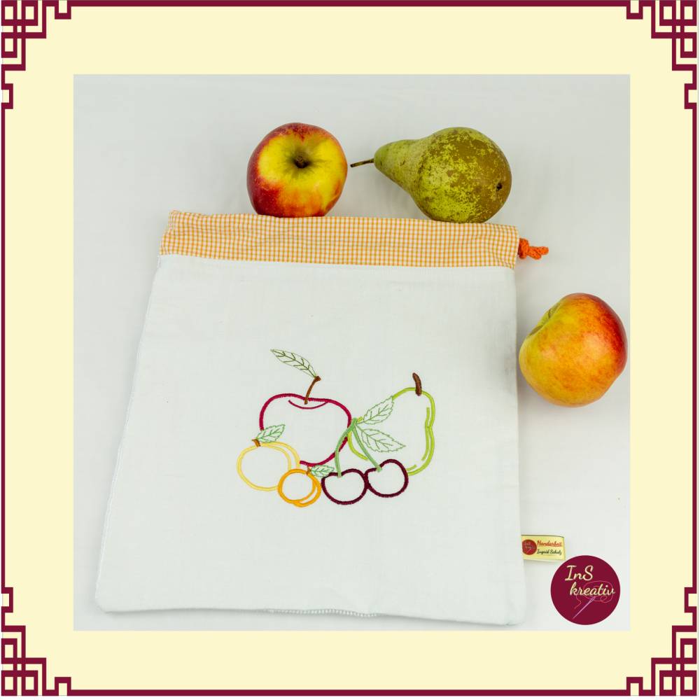 "Spar dir den Müll" - 3 Motiv-Stickdateien (Brötchen, Gemüse, Obst) + Schriftzug "Spar dir den Müll! Bild 10