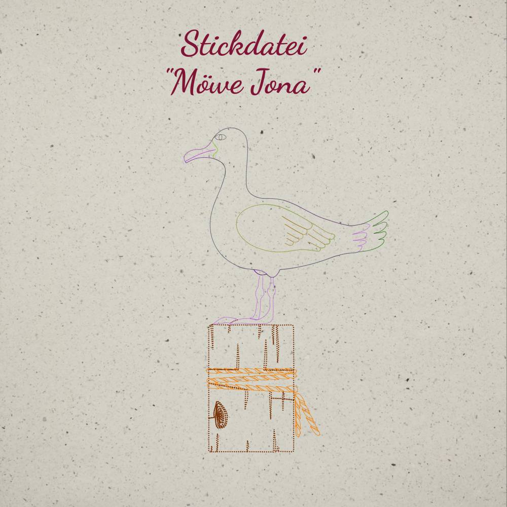 Stickdatei "Möwe Jona"  FREEBIE - 2 Einzel-Dateien Bild 1