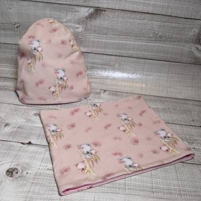 Set Beanie/Loop aus Jersey zum wenden, Größe 50/52