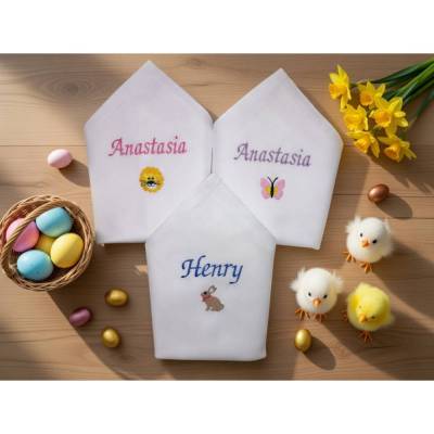 Stoffservietten Geburtstag Taufe mit Namen und Tiermotiv