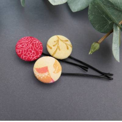 3er-Set Haarklammern Haarnadeln Blumen floral gelb rot Geschenk Mitbringsel