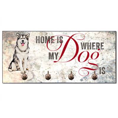 Hundegarderobe HOME IS WHERE MY DOG IS mit Alaskan Malamute