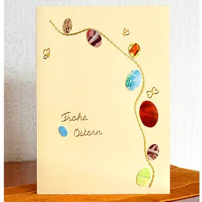 Hübsche Osterkarte als Unikat mit Encaustic-Malerei