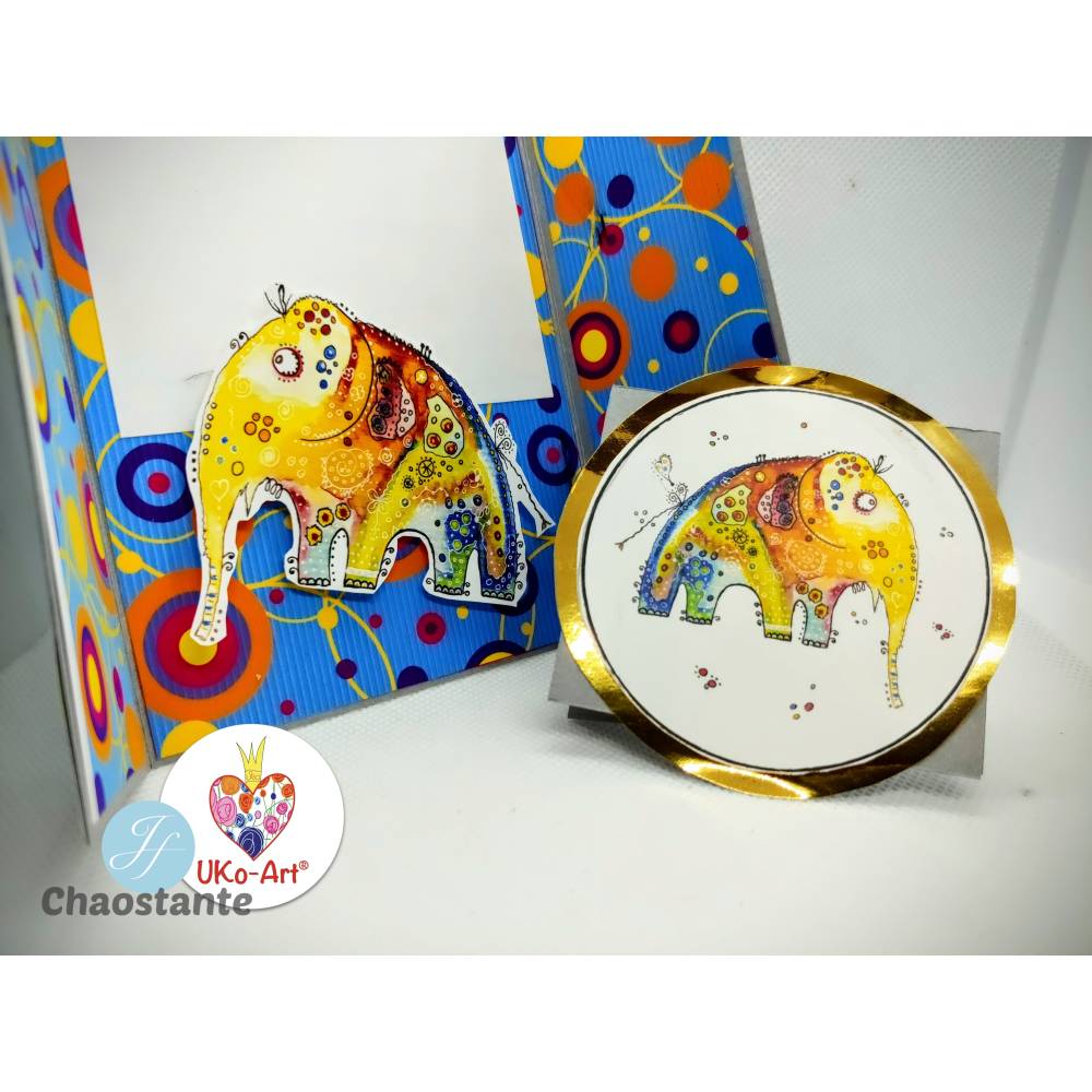 Digistamps DIY basteln Scrapbook Sticker Karten, Elefant Getrude, Bild 4