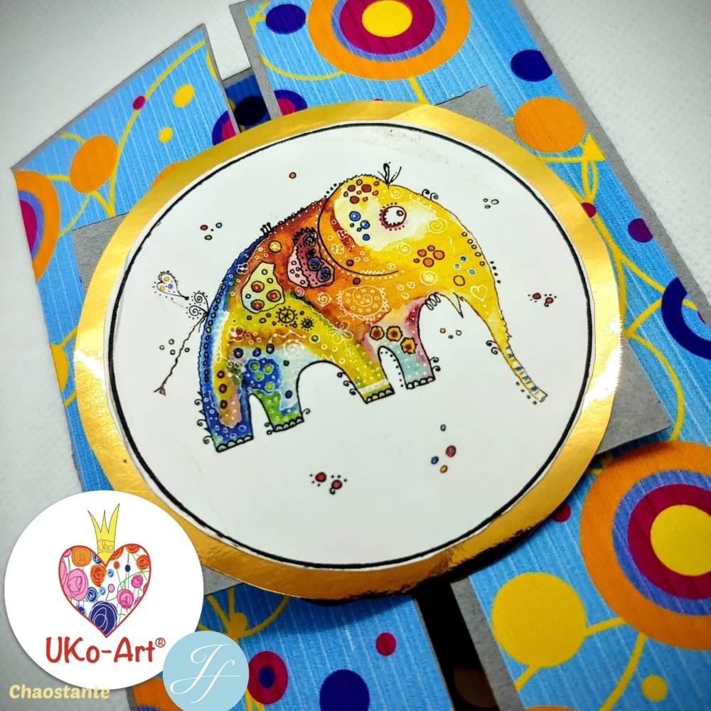 Digistamps DIY basteln Scrapbook Sticker Karten, Elefant Getrude, Bild 6