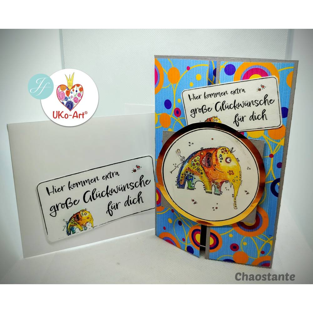Digistamps DIY basteln Scrapbook Sticker Karten, Elefant Getrude, Bild 7