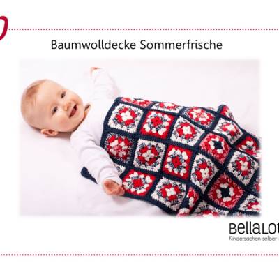 Häkelanleitung für die Baumwolldecke Sommerfrische in der Größe 41x58 cm, Anfängerfreundlich