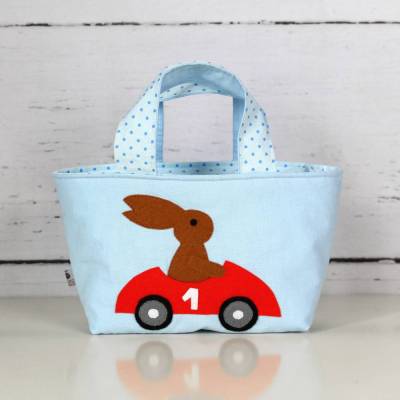 Hase im Auto ~ Osterkörbchen | Ostertasche | Osternest | Geschenkidee für Kinder