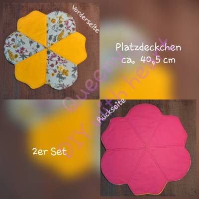 Blumige Platzdeckchen 2er Set – Gelbe Wiese