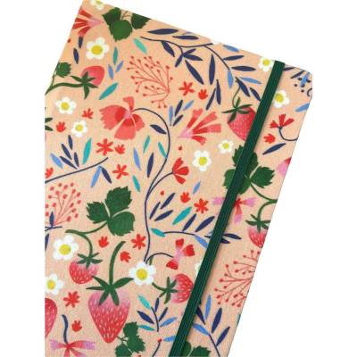 Notizbuch Rezeptbuch "Strawberry Love" Hardcover A5 stoffbezogen Rezepte Backen Einkochen Küche Hobbybäcker