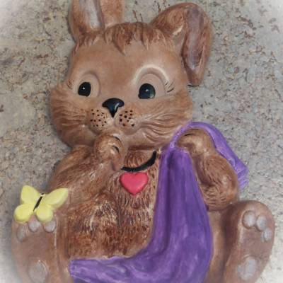 Hasenbaby - 1 Relief mit Anhänger aus hochwertigem Gips zum selber bemalen