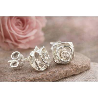 Goldschmiede Ohrringe "Roses forever" in 925er Sterling Silber, Rosen, Silberschmuck, Geschenkidee