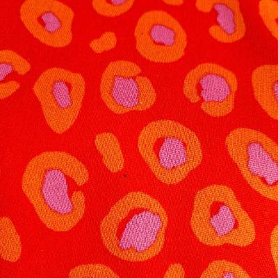 Leopard, Animalprint, Viscose, Leinen, Rot, orange, lila, Breite 1,35m