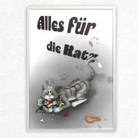 Lustiges Poster: Alles für die Katz | Download Datei zum Selbstausdrucken | Geschenk für Freunde und Katzenfans | Deko