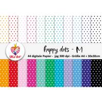 Digipapier happy dots, Designer-Papier Punkte, Bastelpapier zum Ausdrucken scrappen basteln
