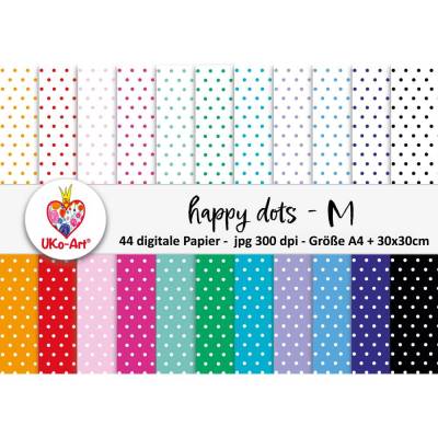 Digipapier happy dots, Designer-Papier Punkte, Bastelpapier zum Ausdrucken scrappen basteln