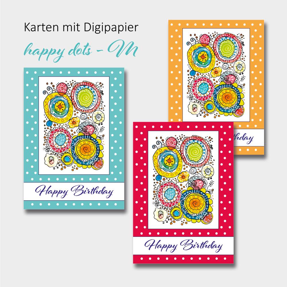 Digipapier happy dots, Designer-Papier Punkte, Bastelpapier zum Ausdrucken scrappen basteln Bild 2