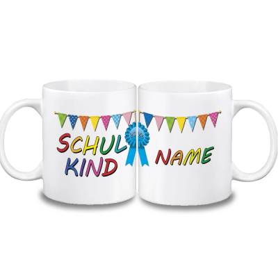 Tasse Schulkind / personalisiert mit Namen und Jahr / Keramik / 13 Innenfarben wählbar