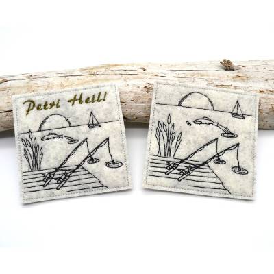 Stickdatei Angler Angel Fischer am See 10x10cm SET