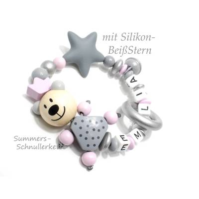 Greifling mit Namen oder ohne Mädchen Jungen Teddy Bär Silikonstern