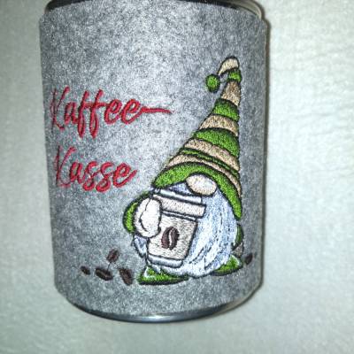 S-SD0001- 8 Spardose 500ml mit bestickter Filzhülle -Kaffee- handmade