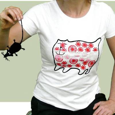Moppelmiez, Bio T-Shirt, weiß, Siebdruck, handbedruckt, S oder XL.