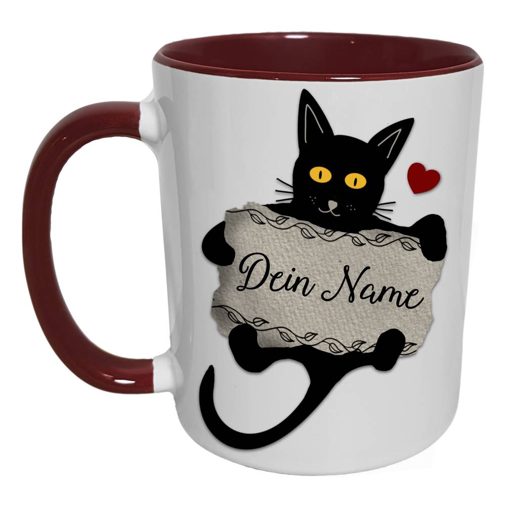Süße Katze Tasse mit Name Personalisiert, Katzenhalter Geschenk einzigartig, Kollegin Freundin Geschenk Namenstasse
